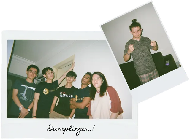 Friends together and a candid portrait, captioned Dumplings...!